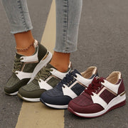 Colorblock lace-up thick-sole sneakers, view 2 - MRSLM
