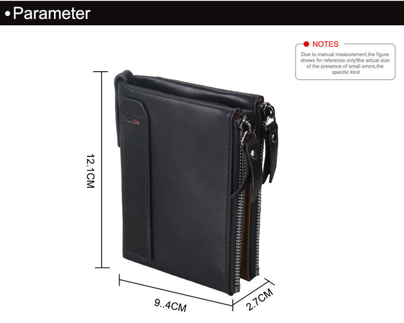 men's short RFID leather wallet, view 3 - MRSLM