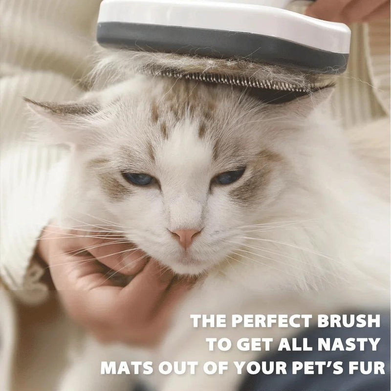 self-cleaning pet grooming brush, view 6 - MRSLM