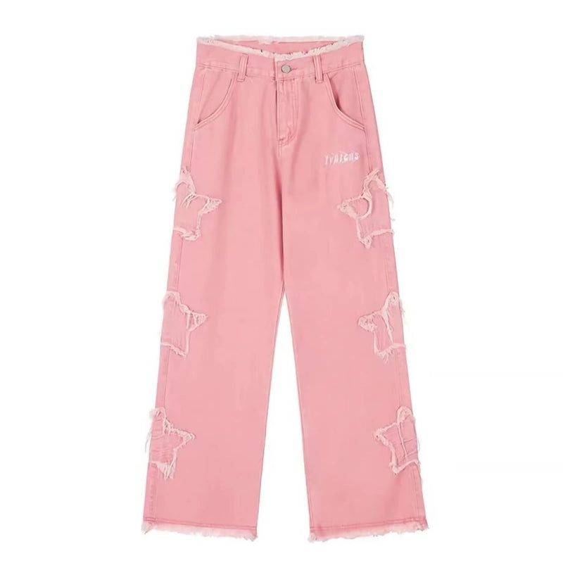 pink wide leg jeans, view 7 - MRSLM
