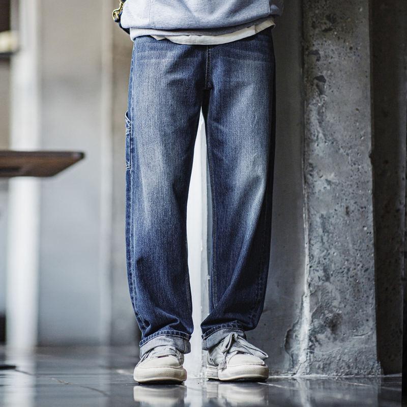 retro blue washed denim jeans for men, view 4 - MRSLM