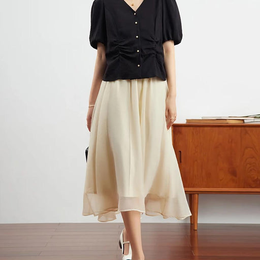elastic waist A-line tutu skirt, view 3 - MRSLM