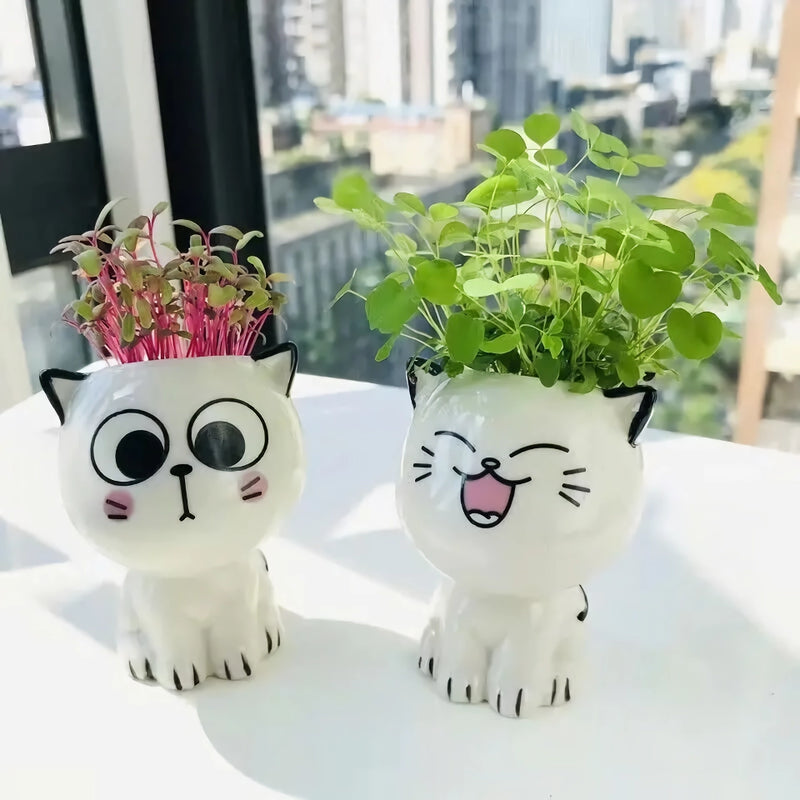 cat ceramic plant pot, view 7 - MRSLM