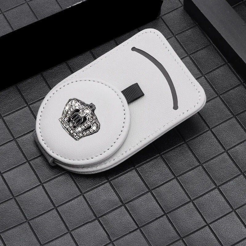 Leather car visor sunglass and card holder, view 9 - MRSLM