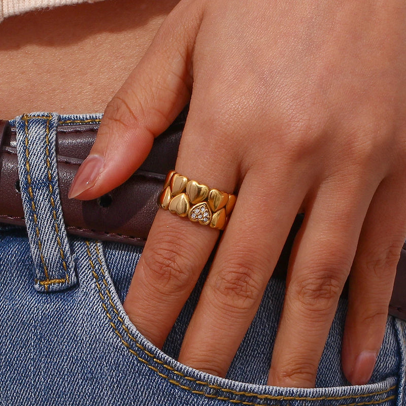 gold plated heart ring, view 3 - MRSLM