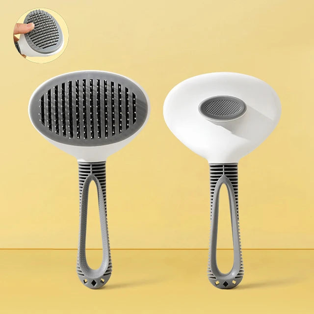 self-cleaning pet grooming brush, view 6 - MRSLM