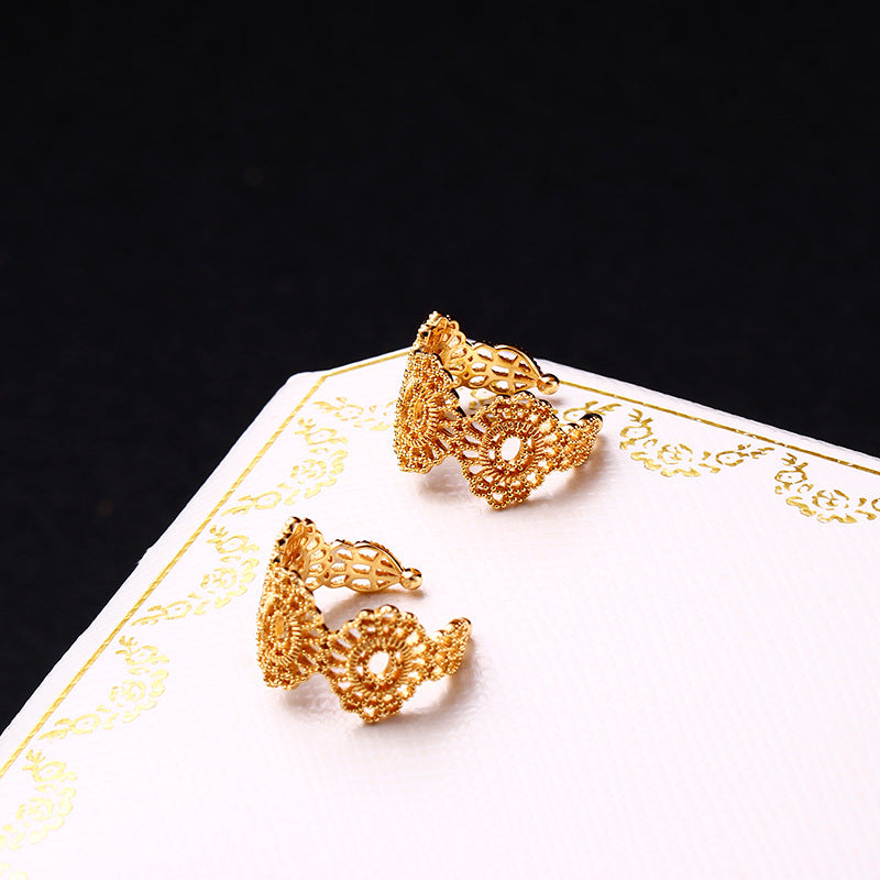 vintage baroque sunflower ear clip, view 3 - MRSLM