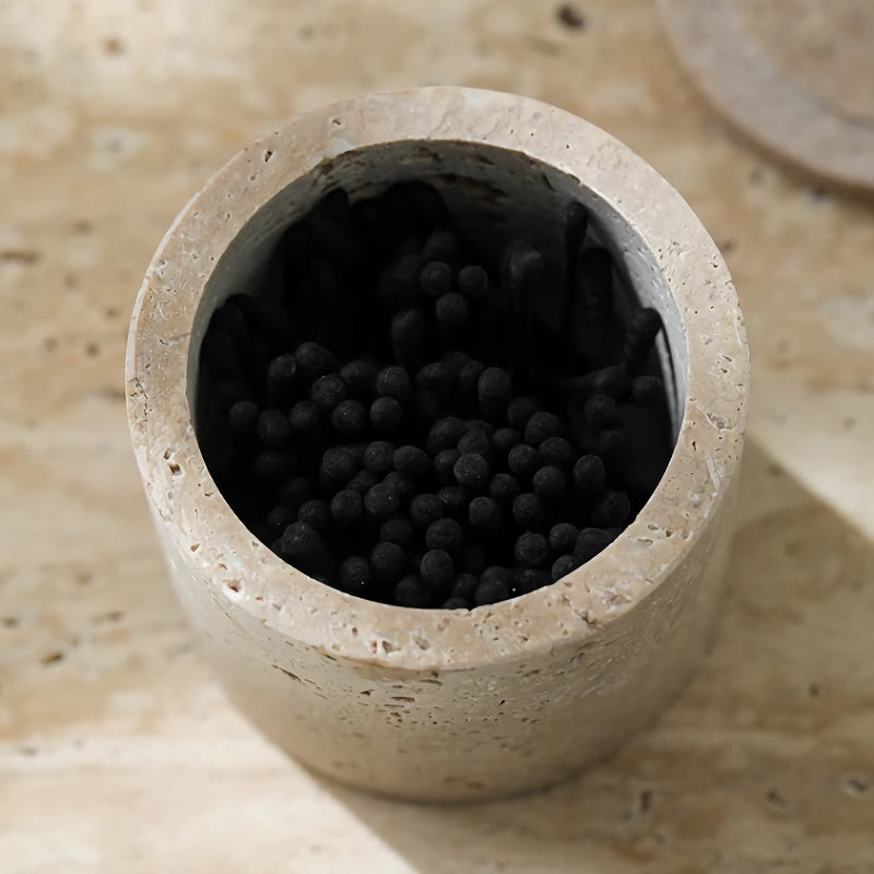 natural travertine stone storage container, view 4 - MRSLM