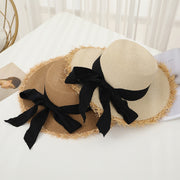 flat top straw sun hat with bowknot - MRSLM