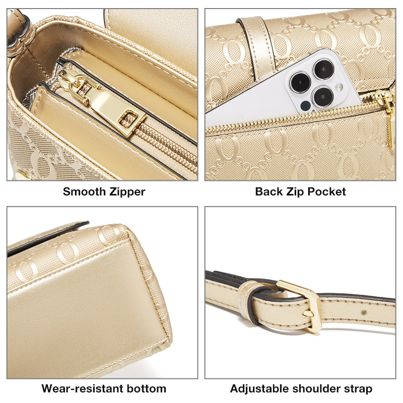 gold crossbody shoulder bag, view 4 - MRSLM