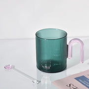 heat resistant glass mug with colorful handle, view 4 - MRSLM