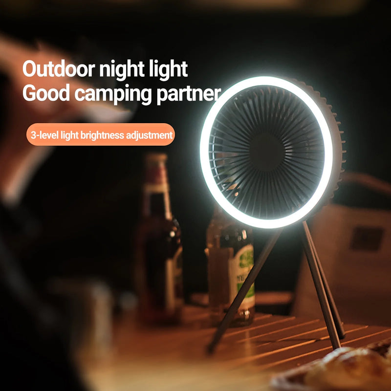 rechargeable camping fan with LED light, view 10 - MRSLM