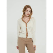 silk and wool blend v-neck cardigan, view 3 - MRSLM