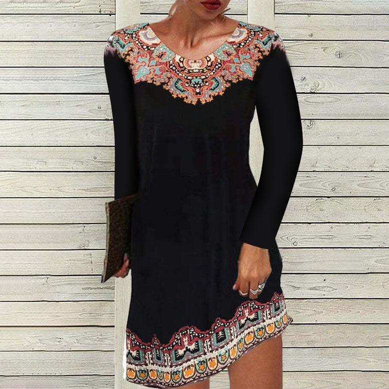 autumn and winter printed dress for women, view 12 - MRSLM