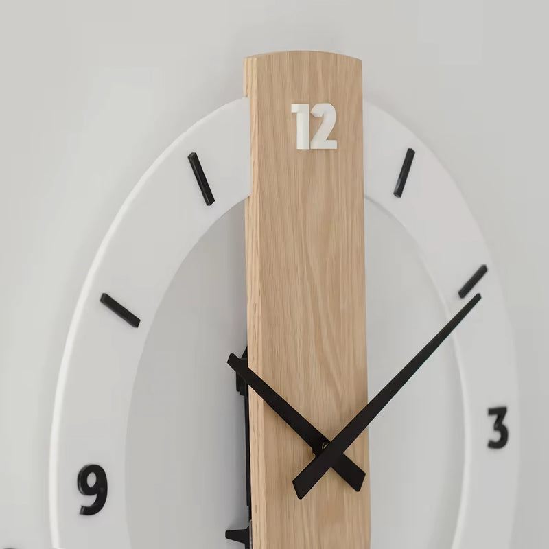nordic modern solid wood wall clock, view 4 - MRSLM