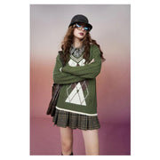 retro rhombus pullover sweater, view 7 - MRSLM