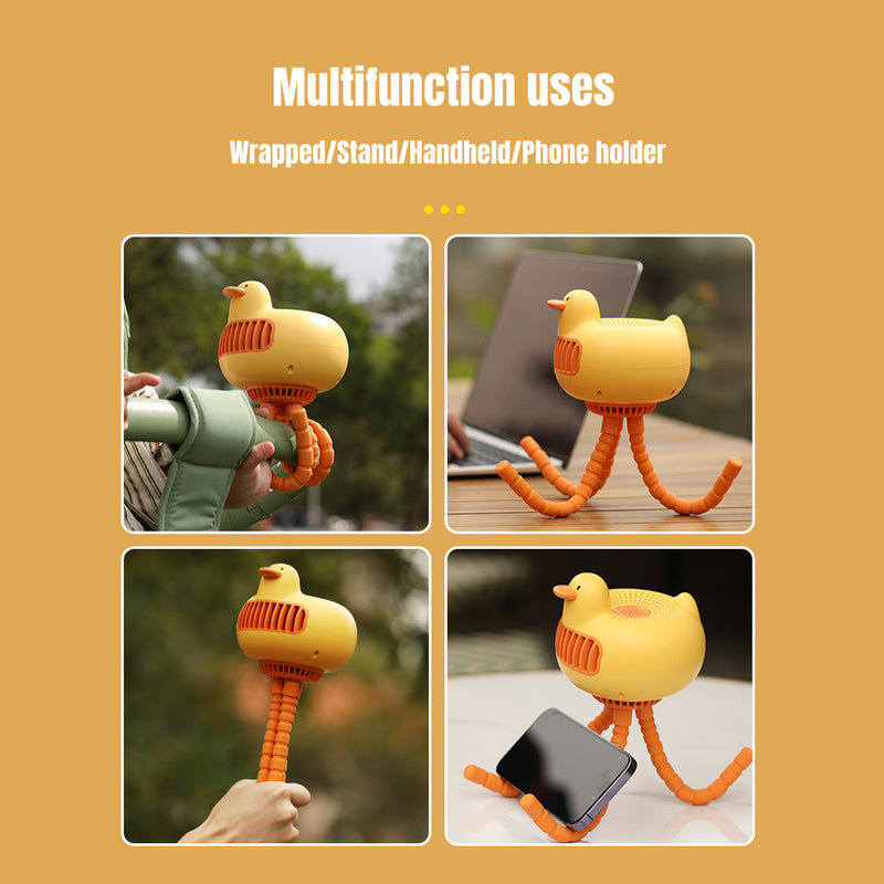 yellow duck bladeless baby stroller fan, view 4 - MRSLM