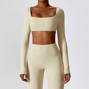 long sleeve crop top yoga shirt, view 19 - MRSLM