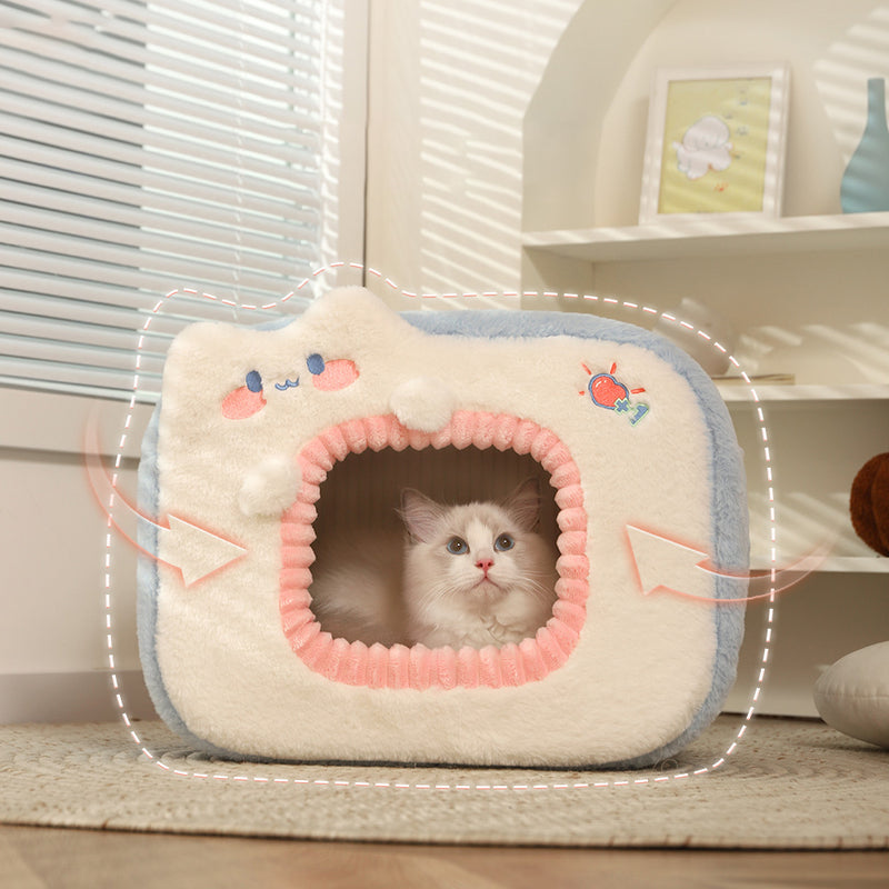 cozy cat bed with cushion, view 5 - MRSLM
