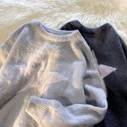 women's star print loose pullover sweater, view 2 - MRSLM