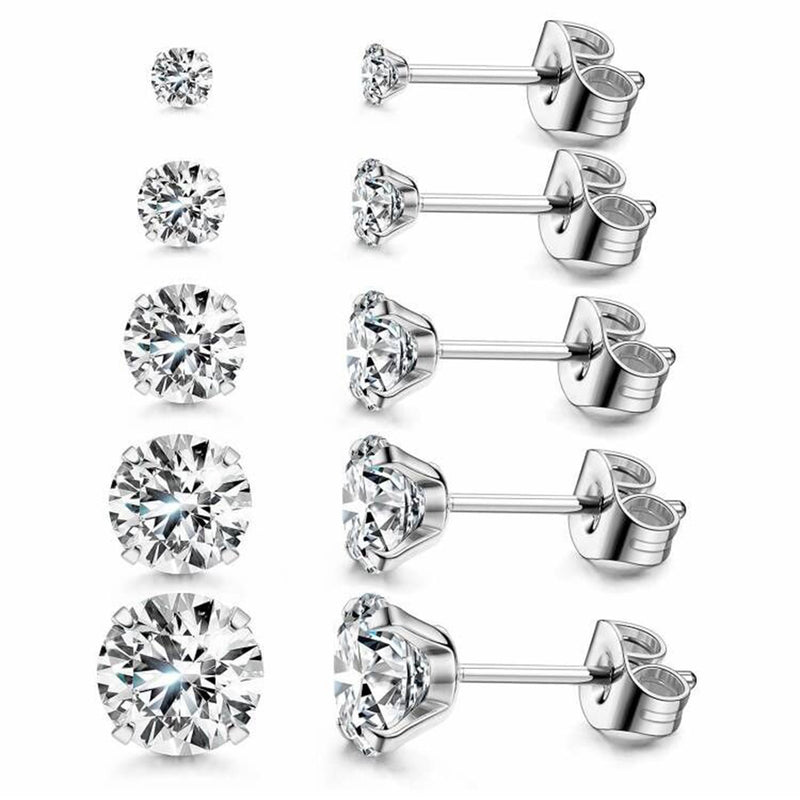 zirconia crystal stud earrings, view 3 - MRSLM