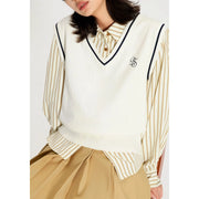 retro embroidered knitted vest, view 9 - MRSLM