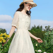 french floral square neck summer dress - MRSLM