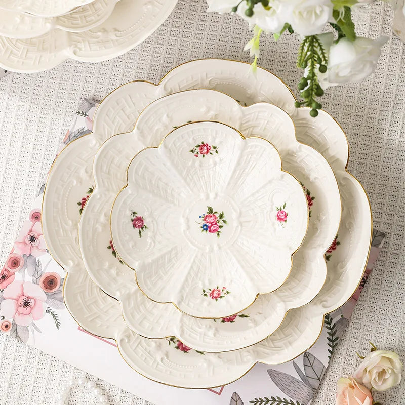 Retro floral ceramic dessert plate, view 7 - MRSLM