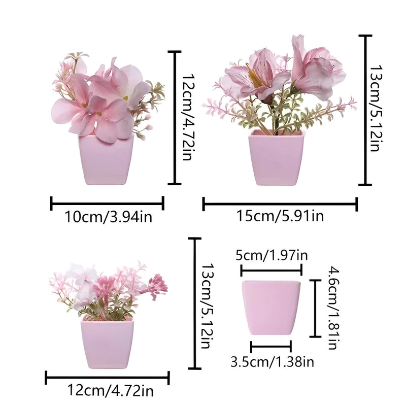 artificial flower bonsai with vase, view 3 - MRSLM