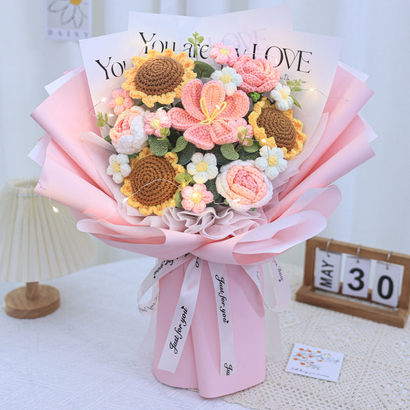 knitted wool flower bouquet, view 9 - MRSLM