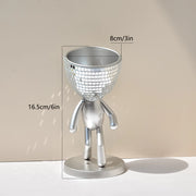 mirror disco walking man planter pot, view 9 - MRSLM