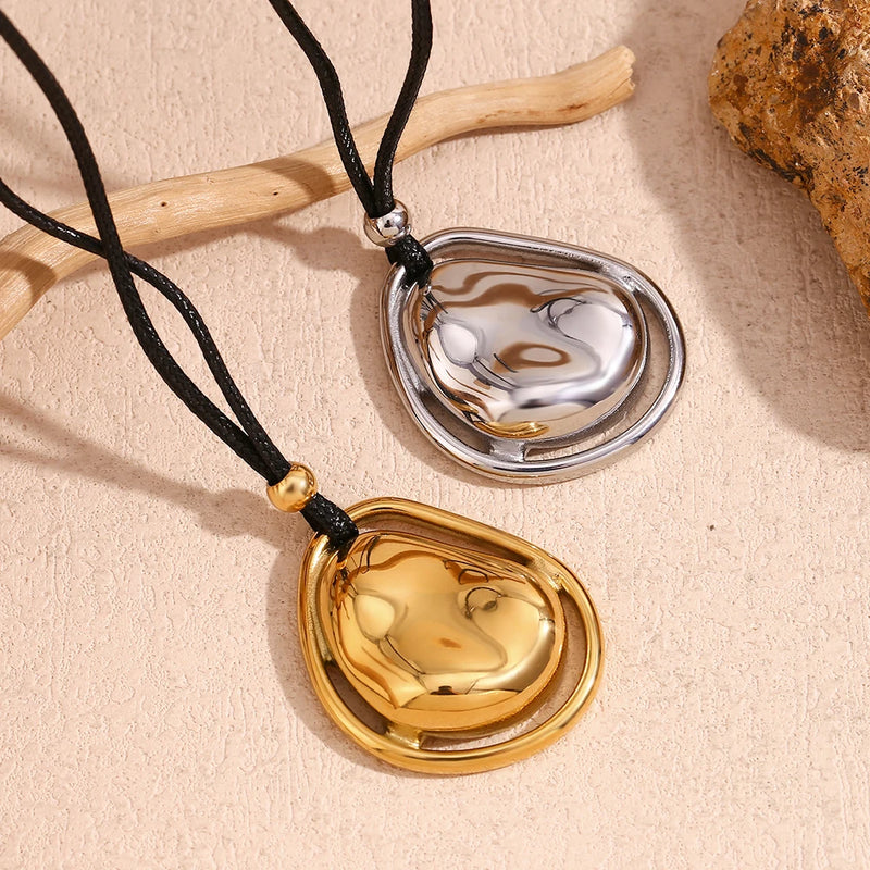 double layered meteorite pendant necklace, view 5 - MRSLM