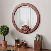 retro solid wood wall mirror, view 8 - MRSLM