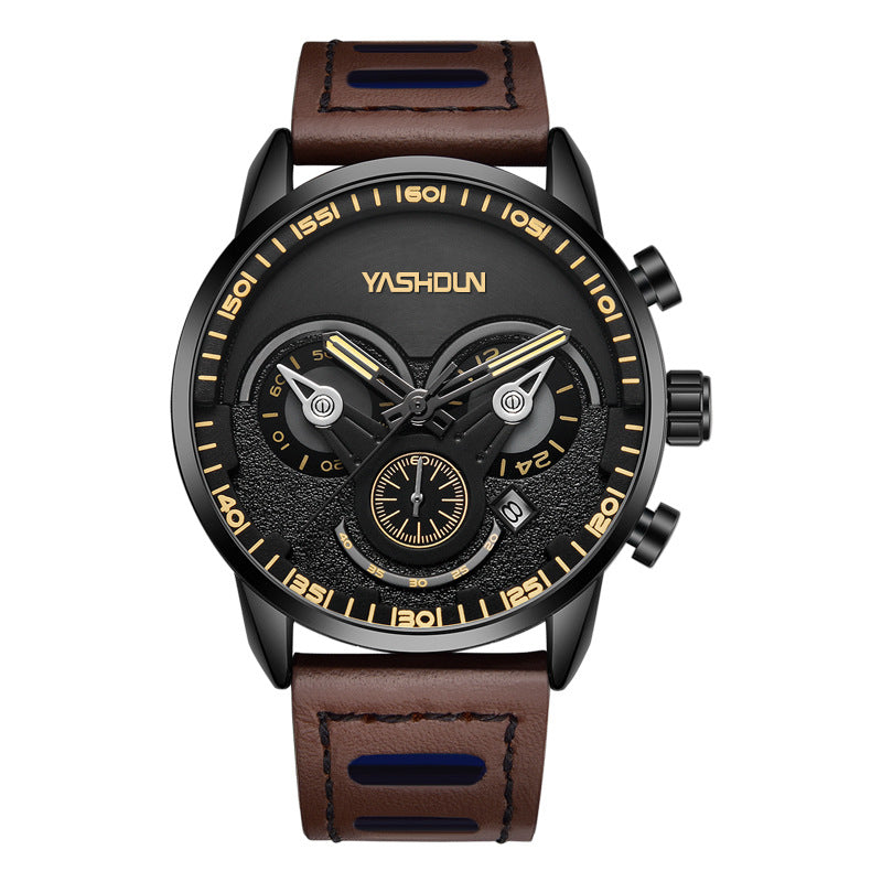 men's three-eye chronograph quartz watch, view 4 - MRSLM
