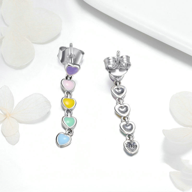 rainbow heart ring and earring set, view 4 - MRSLM