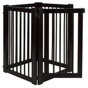 espresso hardwood freestanding pet gate with walk-through door, view 5 - MRSLM