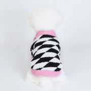 winter fleece dog sweater with rhombus print, view 7 - MRSLM