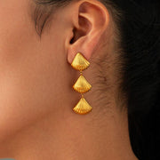 gold plated geometric shell earrings - MRSLM