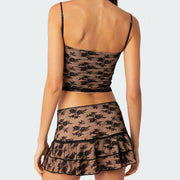 Y2K floral lace two-piece set, view 4 - MRSLM