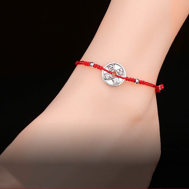 blessing coin red rope bracelet, view 2 - MRSLM
