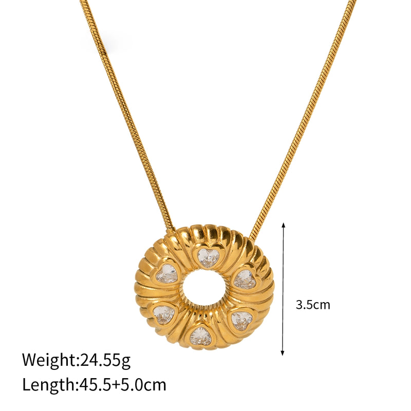 18K gold plated O-shaped earrings and necklace, view 4 - MRSLM
