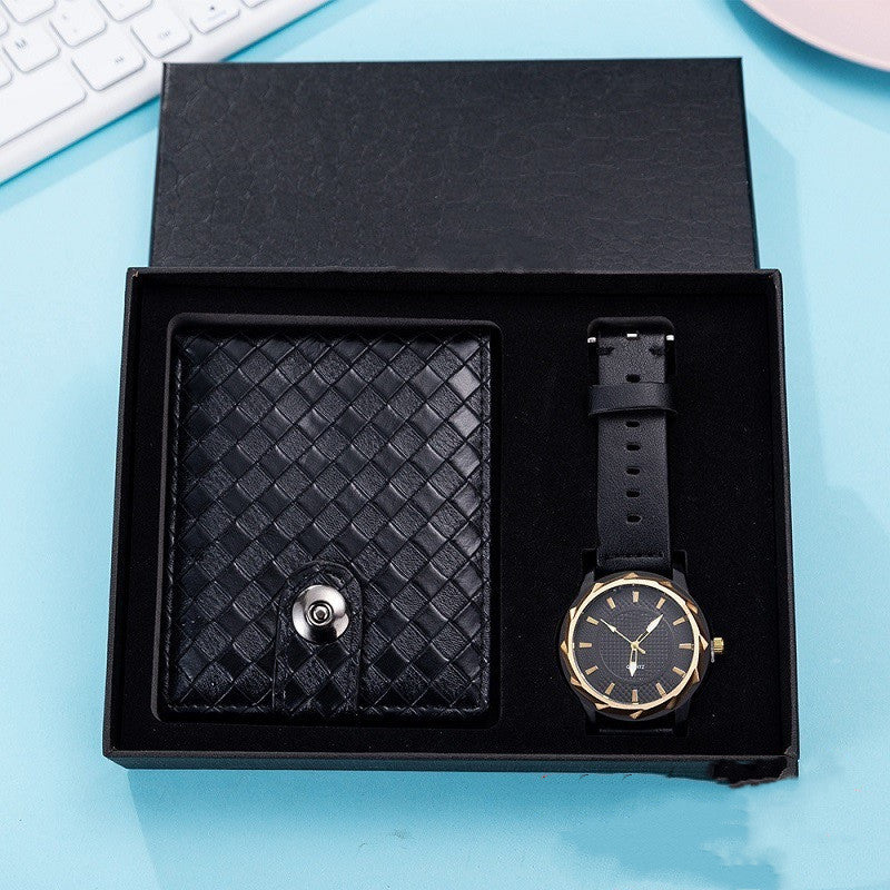 Men's quartz watch and leather wallet gift set - MRSLM