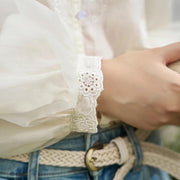 hollow embroidered mesh blouse, view 9 - MRSLM