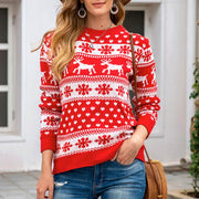 Women's Christmas reindeer snowflake knit sweater - MRSLM