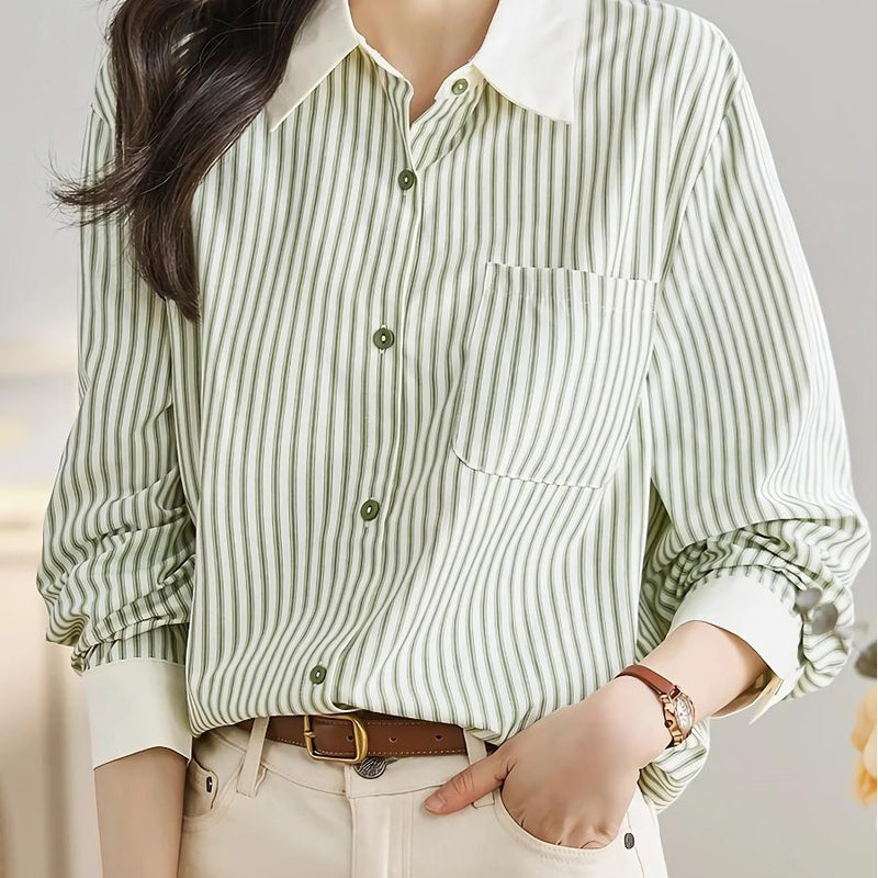 green striped chiffon blouse - MRSLM