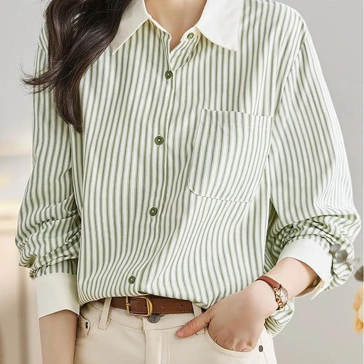 green striped chiffon blouse - MRSLM