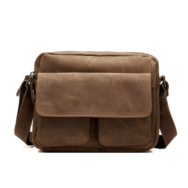 Men's leather shoulder messenger bag, view 4 - MRSLM