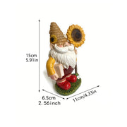 sunflower gnome resin statue, view 5 - MRSLM