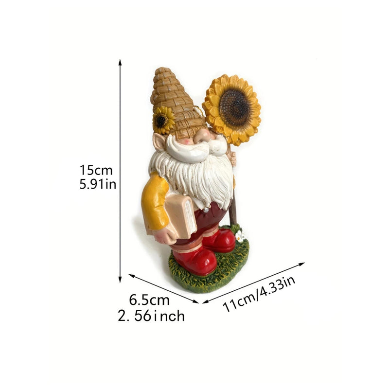 sunflower gnome resin statue, view 5 - MRSLM