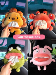 Plush cartoon car tissue holder, view 3 - MRSLM